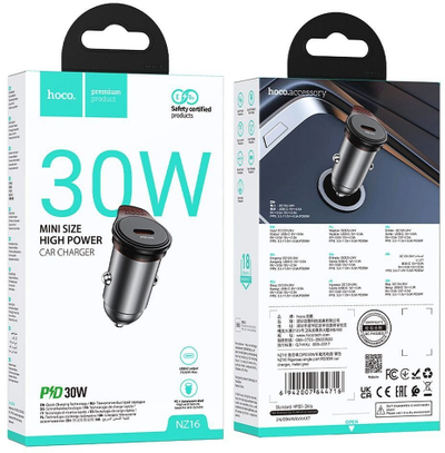 Karikues veture HOCO PD, USB C, 30W, gri metalike
