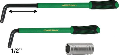Çelës teleskopik rrotash Jonnesway AG010195B, 17x19mm, 350-500mm, jeshile