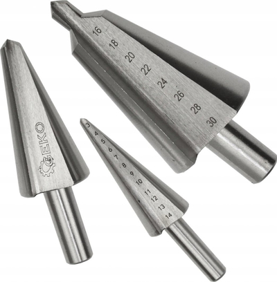 Set stërvitjesh hapi Geko G38573, 3 copë, 3-30 mm, me kuti metalike