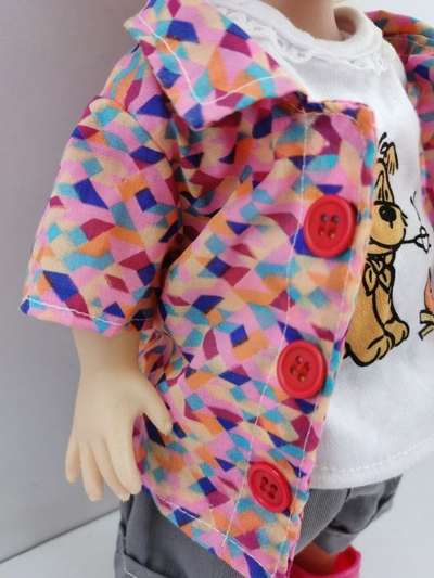 Set rrobash për kukulla Woopie Doggie, 43-46 cm, xhaketë edhe kapuç, me shumë ngjyra