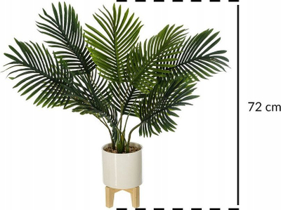 Bimë dekorative fallco Ceramic Palm me bazë druri H72, 60 cm, qeramike, bardh e gjelbër