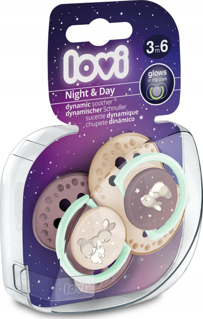 Biberon Lovi Dynamic Night &amp; Day, 3–6m, set 2 copë, shumëngjyrësh