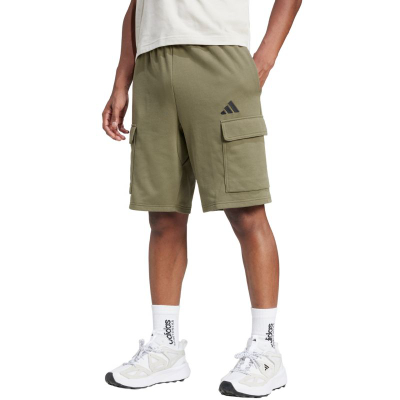 Shorce adidas Essentials Feel Cozy French Terry Cargo JE6292, pambuk i butë, xhepa cargo, gri