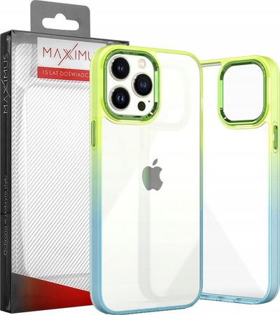 Kapak telefoni Maxximus MX Rainbow për iPhone 15 Pro, 6.1", transparent, jeshile blu