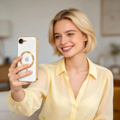 Заштитна маска Tech-Protect MagFlex MagSafe за iPhone 16E, проѕирна, сјајно златна