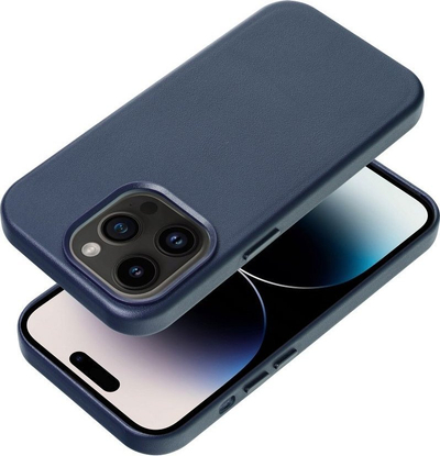 Mbrojtëse telefoni Silicone Leather Mag, për iPhone 12 Pro Max, MagSafe, blu