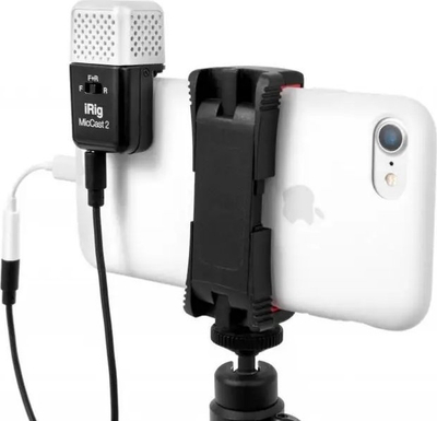 Mikrofon për regjistrim zëri IK Multimedia iRig Mic Cast 2, stereo, me dalje për kufje, i zi