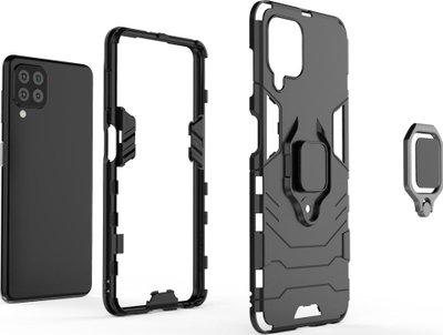 Kapak mbrojtës Hurtel Ring Armor për Samsung Galaxy A22 4G, me unazë magnetike, blu