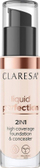 Fondatinë edhe korrektor Clarese Liquid Perfection 2n1, mbulim i fortë, acid hialuronik, nuancë Light 101