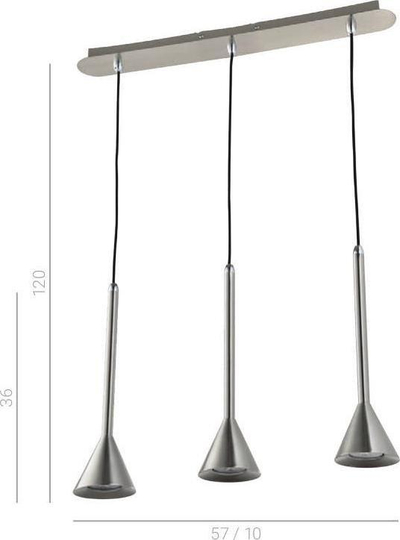 Llambadar modern Anela SN, 3x GU10 LED, 57 cm, nikel sateni