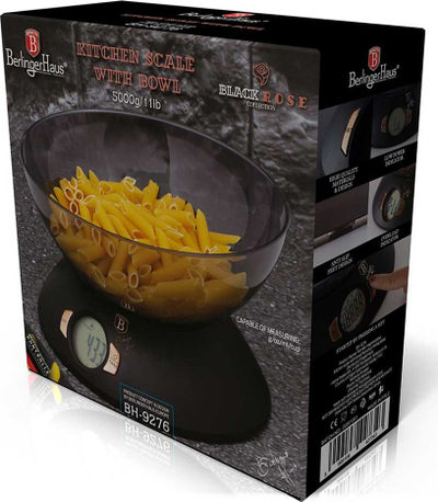 Peshore kuzhine digjitale BerlingerHaus BH-9276, 5 kg, me enë, e zezë Black Rose