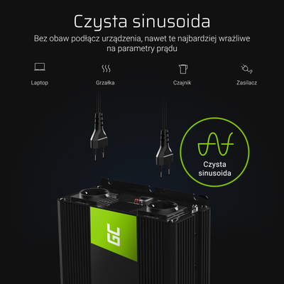 Инвертер Green Cell INV19, 1500W, од 24V во 230V, црн