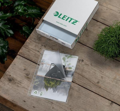 Xhep plastik për dokumente Leitz Recycle A4, i tejdukshëm, plastikë e ricikluar
