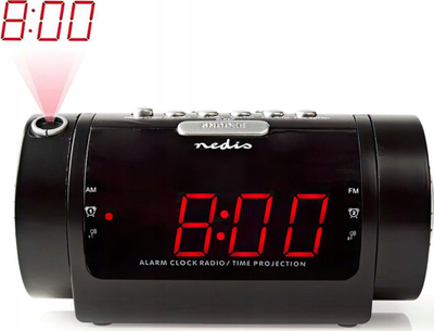 Radio orë Nedis CLAR005BK, AM/FM, projektor ore, e zezë