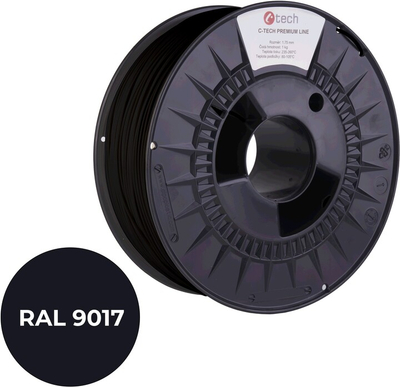 Filament për printim 3D C-TECH PREMIUM LINE, PLA, 1.75mm, 1kg, i zi
