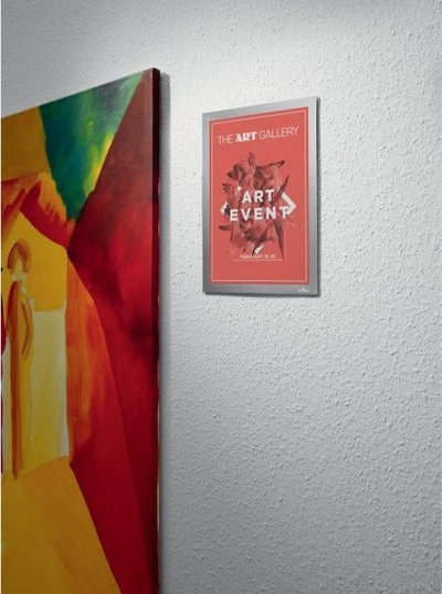 Kornizë vetëngjitëse DURABLE DURAFRAME WALLPAPER A4, magnetike, për sipërfaqe delikate, argjendi