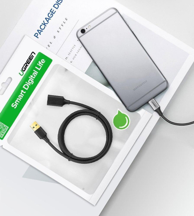 Kabllo USB në USB C Ugreen US184, USB 3.0, 1.5m, e zezë