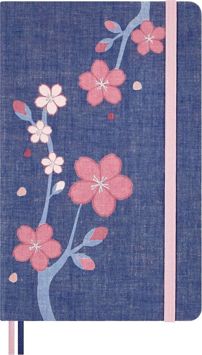 Bllok shënimesh Moleskine Sakura Large, 13 x 21 cm, faqe me vija, kapak prej pëlhure