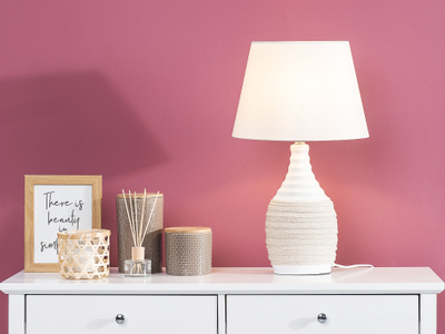 Lampë tavoline Beliani Tormes, porcelan, stil fshati, bezhë e çelët
