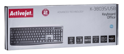 Тастатура Activejet K-3803S, USB, QWERTY, црна