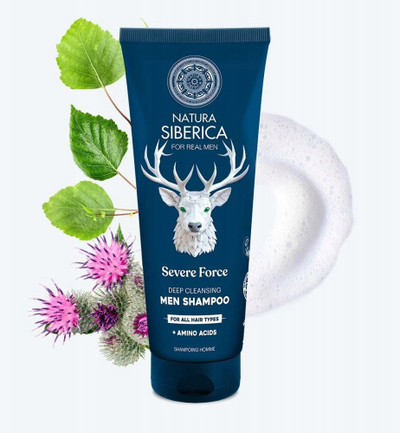 Shampo flokësh Natura Siberica For Men Severe Force, pastrim i thellë, për të gjitha llojet e flokëve, 200ml
