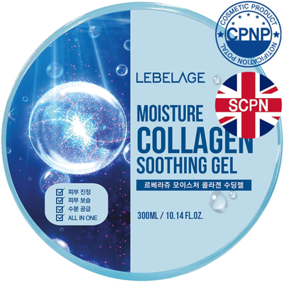 Гел за тело и лице Lebelage Moisture Collagen Soothing Gel, 300ml, хидратантен, син