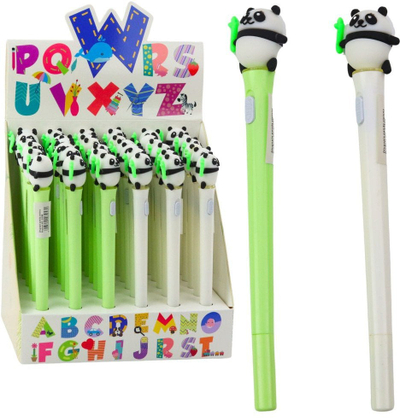 Stilolaps Panda Ballpoint, bojë blu, me dritë LED, jeshil e bardhë