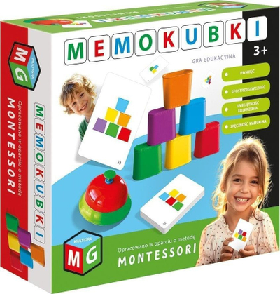 Lodër mësimore Multigra Memocups, me metodën Montessori, gota që vihen njëra mbi tjetrën, shumëngjyrëshe