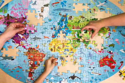 Puzzle edukativ Wiga Play Toka, 205 copa, me libër, shumëngjyrësh