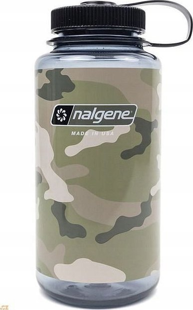 Shishe uji Nalgene 32oz Wide Mouth Camo, pa BPA, gri e zezë