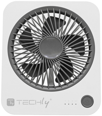 Тересен вентилатор Techly IC-FAN-DSK1WG, пренослив, на батерии, бел