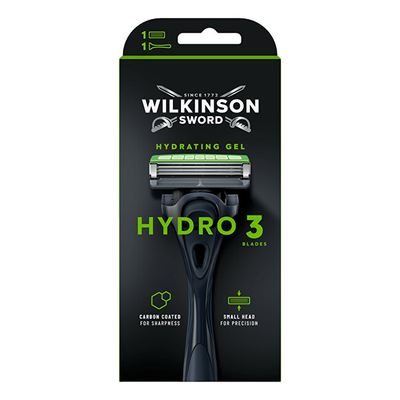 Set rroje për meshkuj Wilkinson Sword Hydro 3 Black Edition, brisk rroje + 1 kokë zëvendësuese