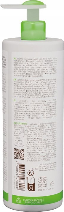 Лосион за миење за бебиња Alphanova Baby Dermocleanser, коса и тело, органски, 500ml