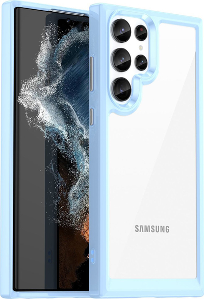 Маска за телефон Outer Space за Samsung Galaxy S23 Ultra, хибридна TPU PC, проѕирна, сина
