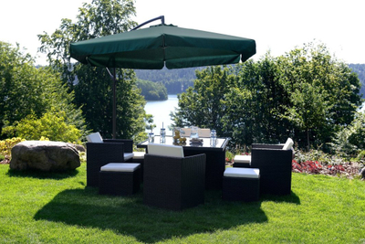 Çadër kopshti Garden Parasol With Side Boom, diametër 3m, çelik, palosëse, bezhë