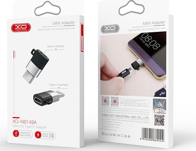 Adapter Micro USB në USB C XO NB149A, 2.4A, i zi