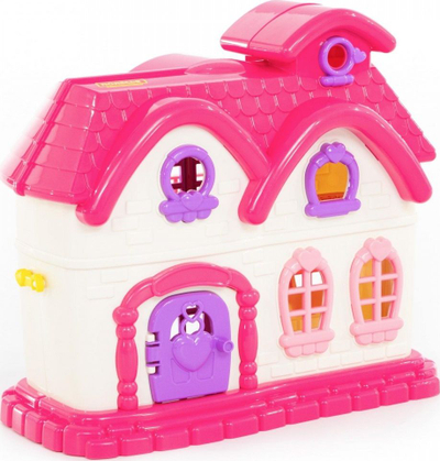 Shpi lodër POLESIE House 78254, 34x31x16 cm, me ballkon, rozë me të bardhë