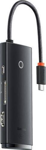 HUB USB C Baseus 6 në 1, HDMI, 3x USB 3.0, gri
