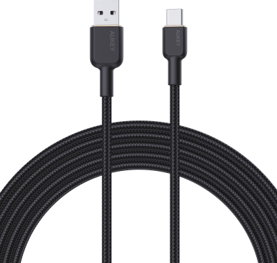 Kabllo USB Aukey CB-AKP2 USB-A me USB-C, PD 60W, 1.8m, e zezë