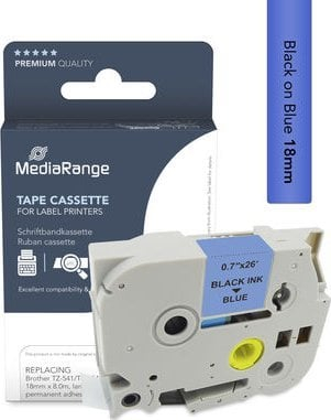 Kasetë etiketuese MediaRange MRBTZ541, 18mm, 8m, e zezë