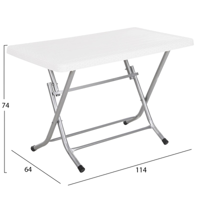 Tavolinë e jashtme palosshme Conny 114x64x74Hcm (HM6146.03), bardhë