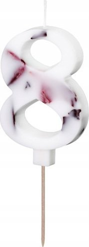 Qiri torte PartyDeco numri 8, 8cm, i bardhë me lule