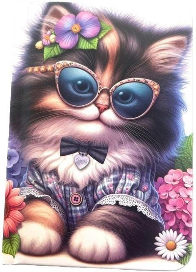 Блокче за белешки Decorative Cat In Glasses, A7, 48 лисја, повеќебојно