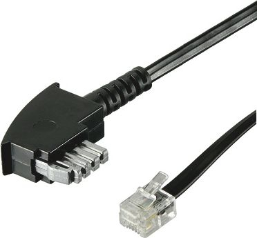 Kabllo telefoni Wentronic Goobay TAE N, 6 m, 4 pin, e zezë