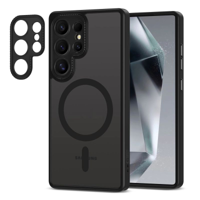 Mbulesë telefoni Tech-Protect MagCam për Samsung S25 Ultra, gati MagSafe, gjysmë transparente, e zezë mat