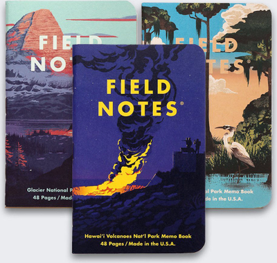 Set fletore xhepi Field Notes National Parks Glacier Hawaii Everglades, 3 copë, 48 faqe, shumëngjyrëshe
