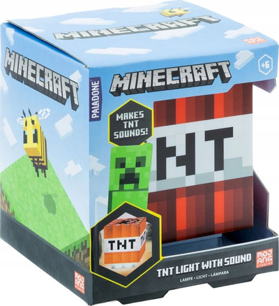 Lampë tavoline Minecraft TNT (4714), me zë efekti, me bateri, shumëngjyrëshe