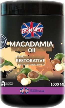 Maskë flokësh Ronney Professional me vaj makadamie, 1000 ml, për flokë të thatë