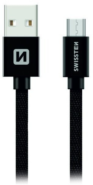 Kabllo SWISSTEN USB-A - micro USB, 2m, e zezë