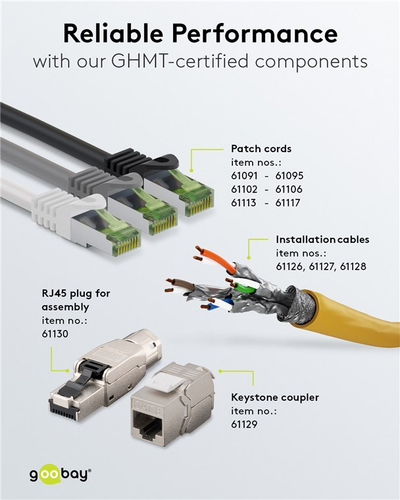 Kabllo rrjeti Goobay CAT 8.1 Patch Cord, S/FTP, 1 m, set me 10 copa, gri